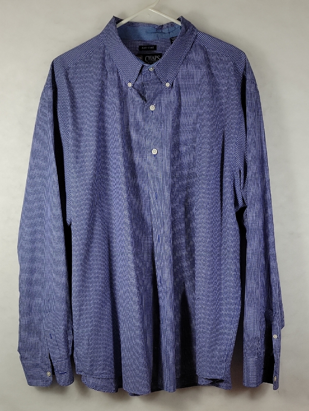 Chaps Men's Button-Down Blue Check Shirt Size XXL/T